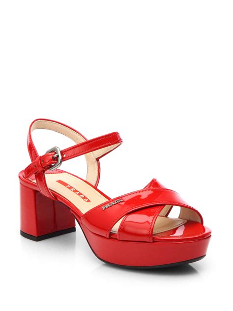 prada red platform sandals